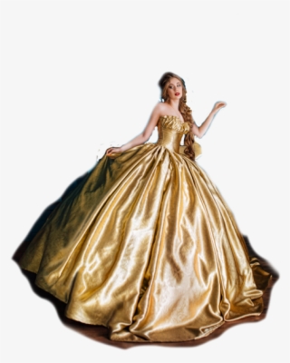 Dancing Woman In A Gold Dress - Beautiful Woman In A Ball Gown #8012239