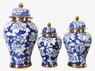 Chinese Hand Painted Ceramic Flower Vase In Golden - Blue And White Porcelain #8012663 Chinese Hand Painted Ceramic Flower Vase In Golden - Blue And White Porcelain #8012663