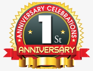 1st Anniversary Logo With Red Ribbon Psdfiles In Psd - 1st Anniversary Logo Png #8013457