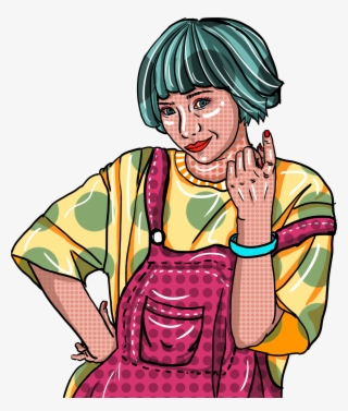 Pop Wind Hand Drawn Girl Png And Psd - Illustration #8013874