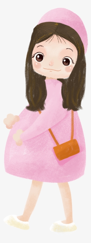 Cartoon Hand Drawn Illustration Pregnant Woman Png - Doll #8014178