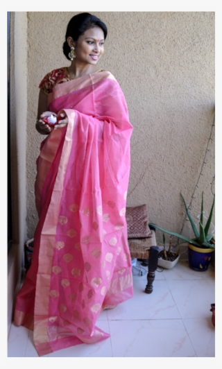 Chanderi Silk Saree In Pink With Small Bootis All Across - Sari #8025994