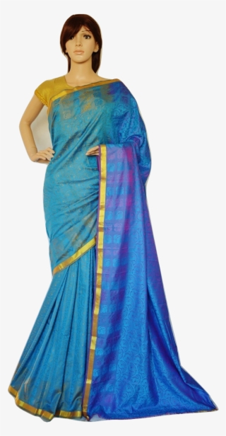 Teal,blue & Gold Colour Kanchipuram Silk Saree - Sari #8026236