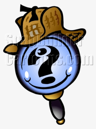 Magnify Glass Question Mark With Sherlock Hat - Cartoon Detective With Magnifying Glass #8029380