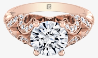 Round Cut Diamond Engagement Ring With Scroll Detail - Engagement Ring #8035516