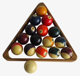 Vintage Billiards Pool Balls With Wooden Rack On Chairish - Nine-ball #8036380