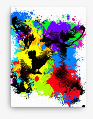 Pembroke Welsh Corgi Colorful Splash Paint Canvas - Visual Arts #8037334