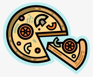 Vector Illustration Of Flatbread Pizza Topped With - Circle #8037744