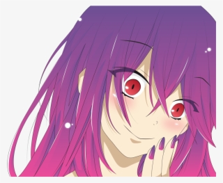 Anime Smile Png - Insane Anime Girl With Purple Hair #8037830
