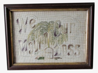C1870s Victorian Mourning Motto Sampler With Weeping - Picture Frame #8038028