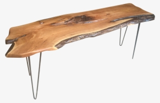 Large Handmade Butternut Wood Live Edge Slab Table - Bench #8040842