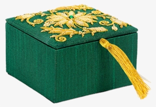 Green Square Shaped Zari Box - Box #8040952