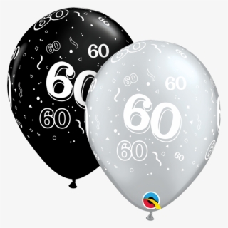 Latex Balloons Black & Silver Age - 60th Birthday Balloons Png #8045329