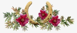 Horse Shoe, Lucky, Peony, Flowers - Herradura Con Flores Png #8047599