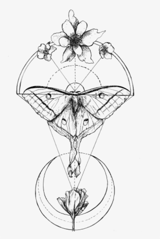 Butterfly Tattoo Moth Geometry Luna Retro Drawing Clipart - Geometric Luna Moth #8048918