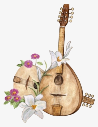 Suite Music Writing, Le Net, Lute, Decoupage Paper, - Instrumentos Musicais Com Flores #8050077