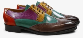 Derby Shoes Jeff 14 Stone Bottle Green Yellow Purple - Sneakers #8050375