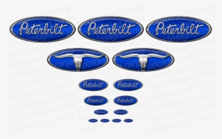 Cobalt Blue/chrome Bull Skull 389 Pete Emblem Skin - Peterbilt #8052545