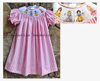 Smocked Princess Dress Pink Gingham Belle, Cinderella, - Princess Smocked Dress #8052693