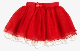 Tulle Skirt With Lace Red - Miniskirt #8056206