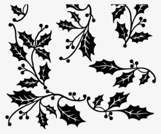 Drawn Branch Leaf Border Png - Holly Border Clipart Black And White #8056243