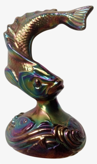 Gorgeous Fenton Iridescent Black, Blue And Purple Jumping - Statue #8056822