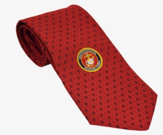 Red Grid Necktie With Usmc Emblem - Leather #8059869
