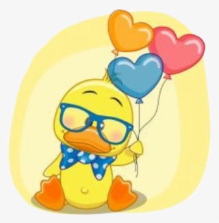 Duck Duckie Patito Yellow Balloons Freetoedit - Cartoon Ducks With Umbrella #8063808