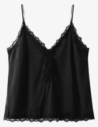 Tops For Women Cheap Lace Trim Sateen Cami Black Tank - Lace #8066571