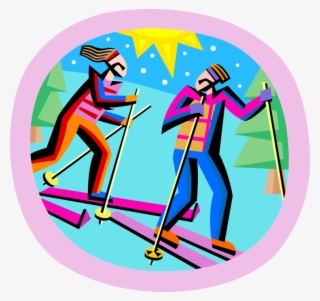 Vector Illustration Of Winter Cross-country Skiers #8067348