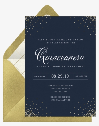 Elegant Confetti Invitation In Blue - Calligraphy #8067830