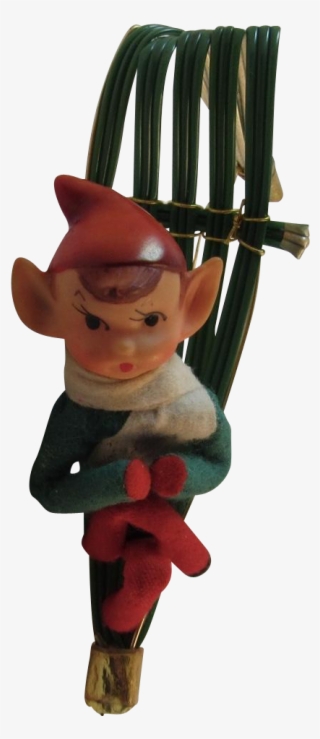 Knee Hugger Elf On Sled Vintage Christmas Ornament - Figurine #8074097
