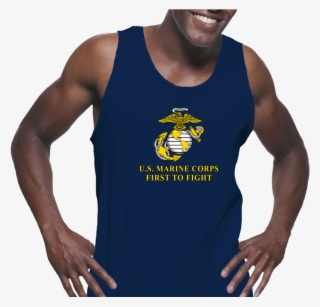 Gildan G220 Tank Top With Marine Corps Symbol 2 Merchant - Gym Tank Top Design #8076923