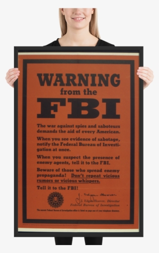 Fbi Warning Spies Framed Wwii Propaganda Poster Warrior - Banner #8079181