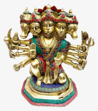 Antique Finish Panchmukhi Hanuman The Protector Turquoise - Statue #8089131