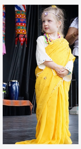 A Child Demurely Models A Buttercup-yellow Sari - Girl #8091266