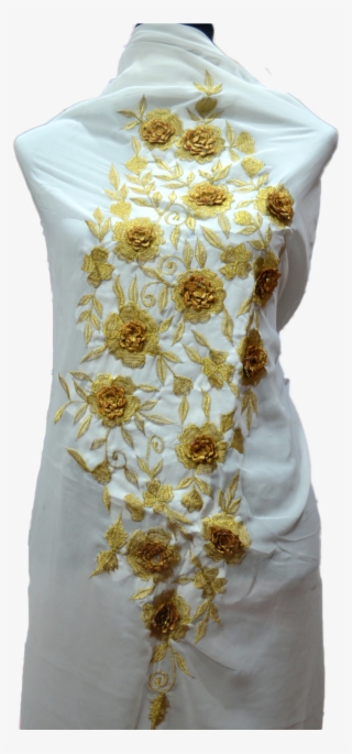 White Un-stitched Georgette With Embroidery Salwar - Cocktail Dress #8095950