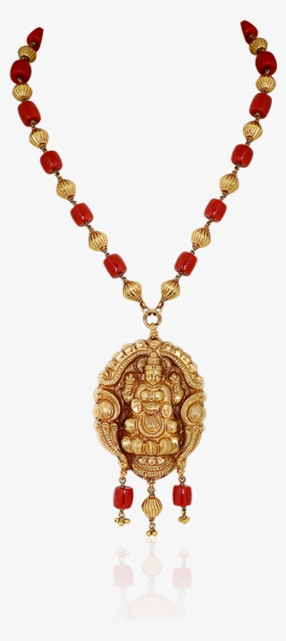 Maha Lakshmi Coral Antique Haaram - Locket #8099042