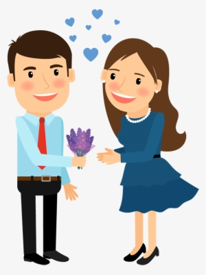 Cartoon Man Gives Flower To Woman For Love - Cartoon Image Of Man And Woman #810104