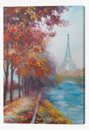 Oil Painting Of Eiffel Tower, France, Autumn Landscape - Watercolor Painting #811937