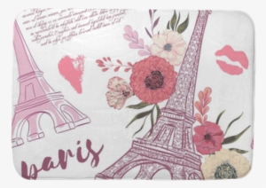 Bath Mats Paris Vintage Seamless Pattern With Eiffel - Papel De Parede Paris #811992
