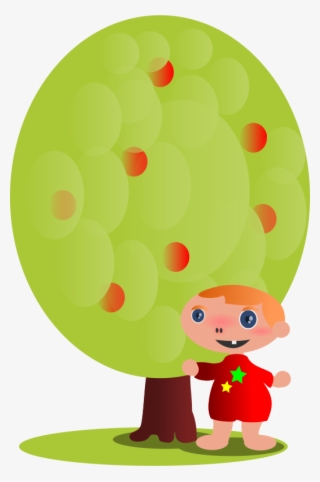 Child, Kid, Cartoon, Tree, Person, Apple Tree - Cây Hoạt Hình Png #813403