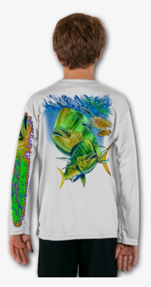 Mahi White Youth Solar Ls Back Performance Shirt - T-shirt #814242