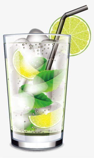 Mojito Cocktail Juice Drink Transprent Png Free - Glass With Ice And Straw #815593