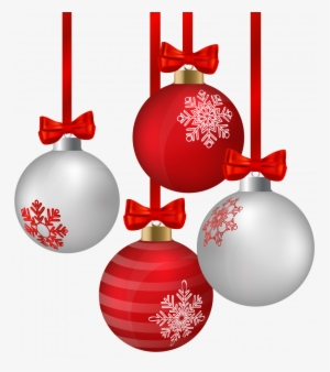 White And Red Hanging Christmas Ornaments Png Clipart - Ornaments Clipart #817855