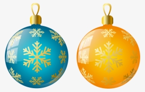 Large Size Transparent Yellow And Blue Christmas Ball - Yellow Christmas Balls Png #817886