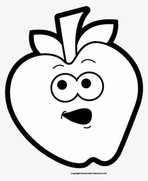 Apple Clip Art Free Black - Apple Smiley Face Black And White #819709