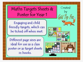 Maths Targets Sheets And Poster For Year 1 By Goldtopfox - Cartoon #8100025