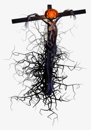 Halloween, Scarecrow, Pumpkin, Fantasy, Shape, 3d, - Crucifix #8109674
