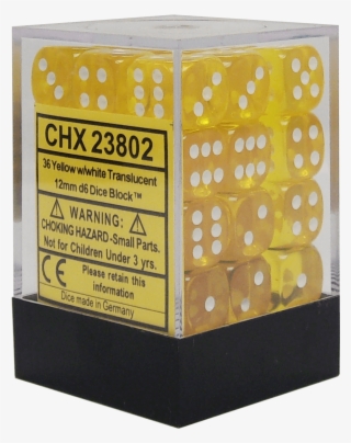 Translucent Yellow With White 12mm D6 - Box #8112232
